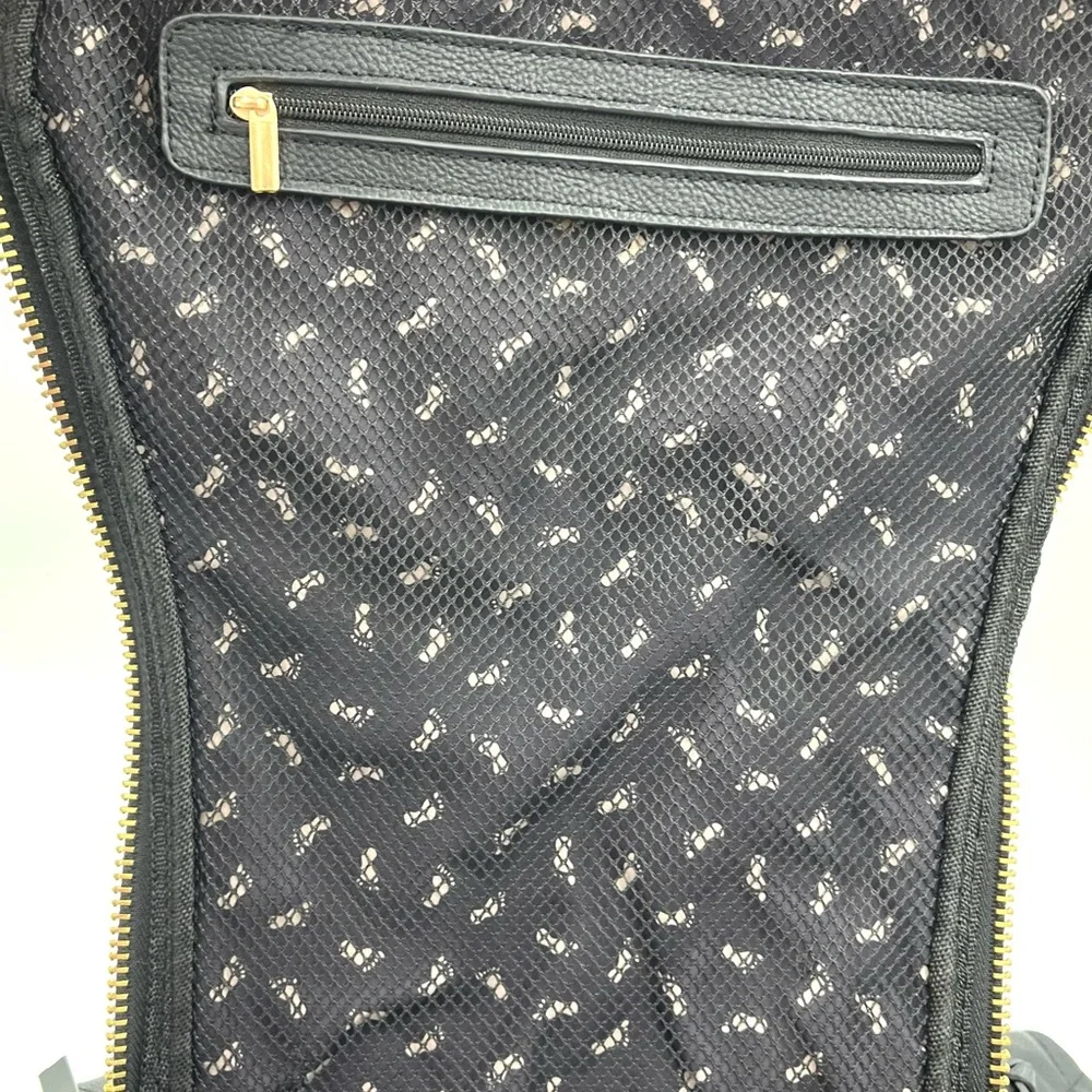 Steve Madden Black Quilted Leather Backpack Baby Bag (BLACK BAG)